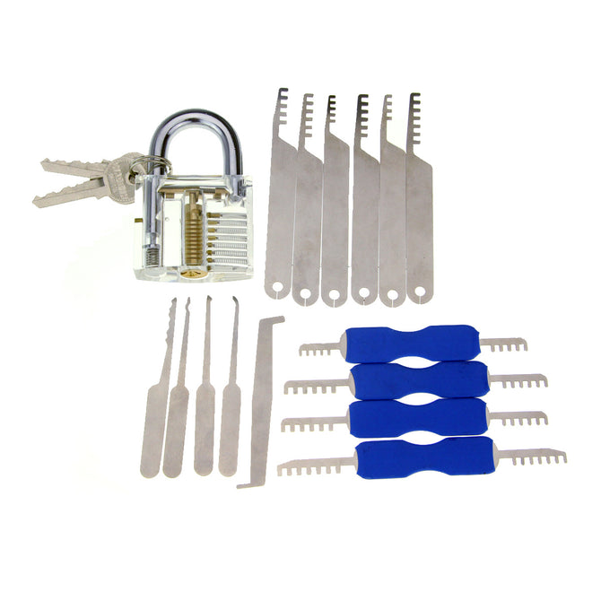 Practice Padlock + Single Hook Pick Tool + Padlock Shims Lock Pick Set