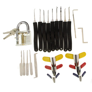 25 PCS Transparent Slotted Practice Padlock Lock Pick Set