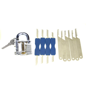 Practice Padlock + Comb Style Stainless Steel Lock Picks Set