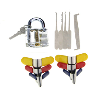 Slotted Practice Padlock + Padlock Shims + 5-in-1 Lock Picks Set