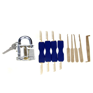 Slotted Practice Padlock + Hook Pick Tool + Lock Pick Set