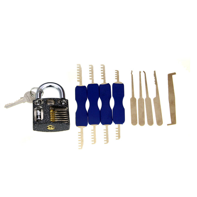 Practice Padlock + Single-Hook Tool + Double-End Comb Style Lock Picks