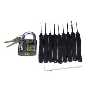 Slotted Practice Padlock + Advanced 9-Piece Lock Picks