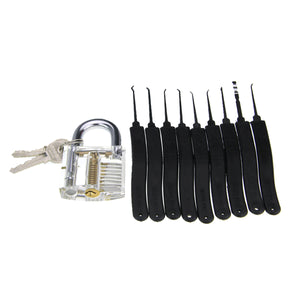 Transparent Slotted Practice Padlock + Advanced Lock Picks Set
