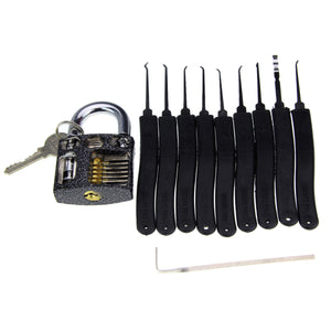 Slotted Practice Padlock + Lock Picks Set