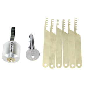 Transparent Practice Lock + Comb Style Lock Picks Tools Set
