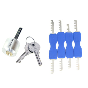 Practice Lock + 2-Keys + Comb Style Stainless Steel Lock Picks