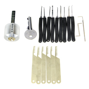 Transparent Practice Lock + Lock Picks + Picking Tools Set