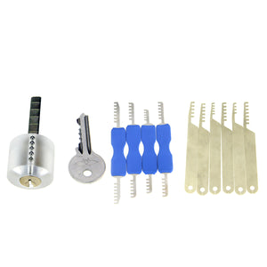 Transparent Practice Lock w/ One Key + Comb Style Lock Picks Set