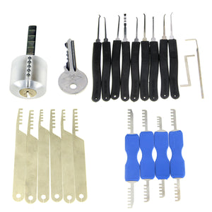 Transparent Practice Lock Picks Tools Set w/ 1 Key