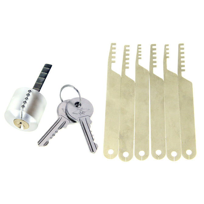 Transparent Practice Lock + Comb Style Lock Picks Tools Set w/ 2 Keys