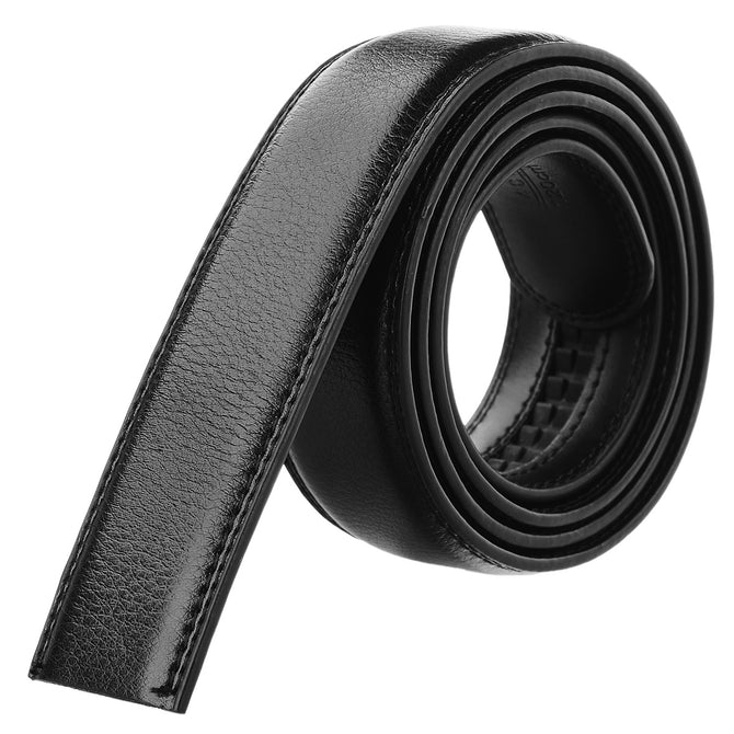 Men's Cow Split Leather Waistband Belt w/o Buckle - Black (120cm)