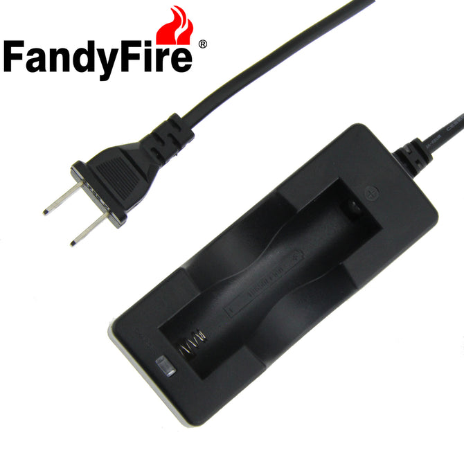 FandyFire US Plugs Single Slot 18650 Battery Charger w/ Cable - Black