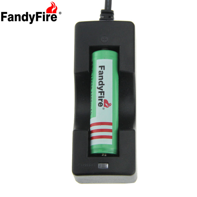 FandyFire US Plugss Battery Charger + 2000mAh 18650 Rechargeable Battery