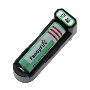 FandyFire US Plug 1-Slot Charger + 2000mAh 18650 Rechargeable Battery