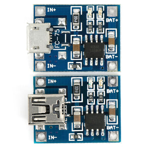 TP4056 3.7V Lithium Battery Micro + Mini USB Charger Module