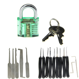 Mini Transparent Green Slotted Padlock Set