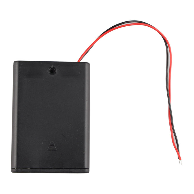 3*AA Batteries Holder Case Box w/ Leads / Switch / Cover - Black