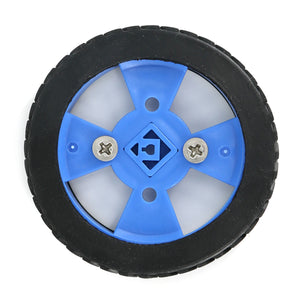 Smart Car Model 70x12mm Wearable Rubber Wheel for N20 Gear Motor - Blue + Black