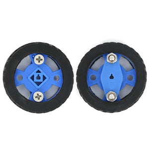 Smart Car Model 47x12mm Wearable Rubber Wheel for N20 Gear Motor - Blue + Black (2PCS)