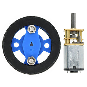 Large Torque N20 DC Gear Motor + 47*12mm Wearable Rubber Wheel for Smart Car - Blue + Black