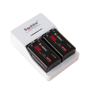 Soshine Battery Charger w/ 2 9.6V NiMH "260mAh" Batteries - White (EU Plug)