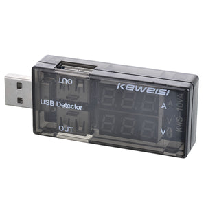 USB Detector Current Voltage 3V-9V Tester Double USB Row Shows - Translucent Black