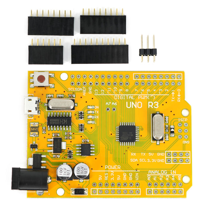 Improved Version UNO R3 ATmega328P Development Board Parts Compatible with Arduino - Yellow