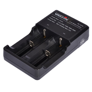 Warsun US Plugs Battery Charger Double Slot Seat Cable Charger for 16340 / 14500 / 18650 / 26650
