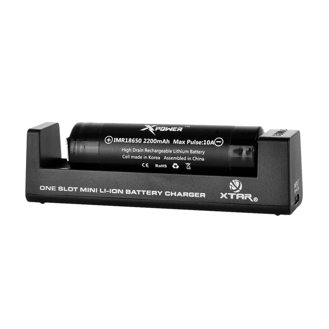 XTAR MC1 Charger + Rechargeable 2200mAh 18650 Battery Set - Black