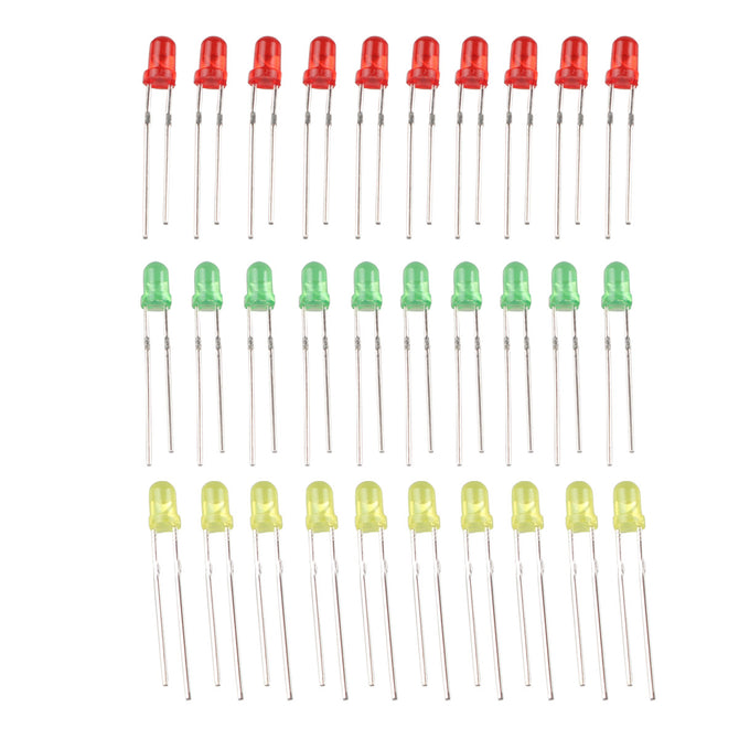 DIY 3mm LED Light-Emitting Diode Set - Red + Yellow + Green (30PCS)
