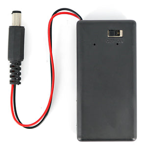 6F22 9V Battery Holder Case w/ DC Jack for Arduino - Black + Red