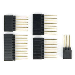 Gold-Plated Long Female Pin Header Kit for Arduino - Black + Golden