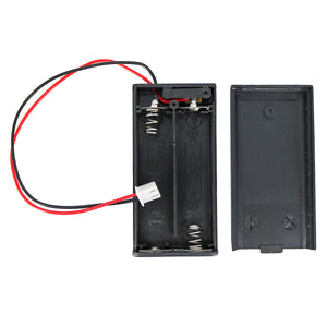 2-Slot AA Battery Case w/ Cover, XH2.54-2P Cable, Switch - Black + Red