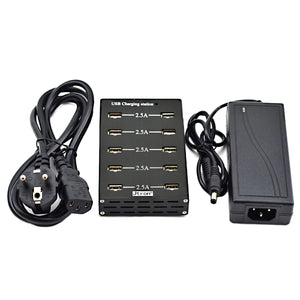Jtron DC 8V~25V 2.5A 10-Port USB Charging Station Charger (EU Plug)