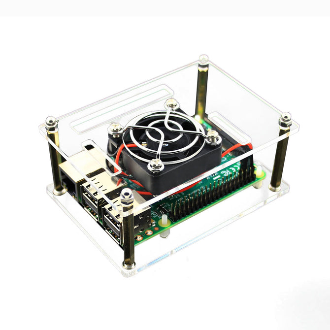 Acrylic Case w/ Cooling Fan for Raspberry Pi 3 Pi 2 - Transparent