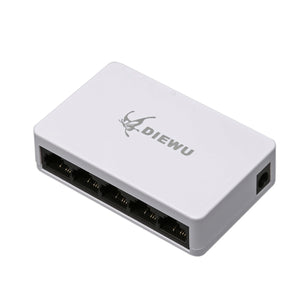 DIEWU 10/100Mbps 5 Ports RJ45 Mini Network Switch HUB - White