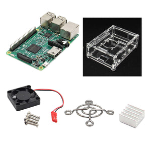 4-in-1 Raspberry Pi 3 Model B +V31 Acrylic Case + Fan + Heatsink Kit