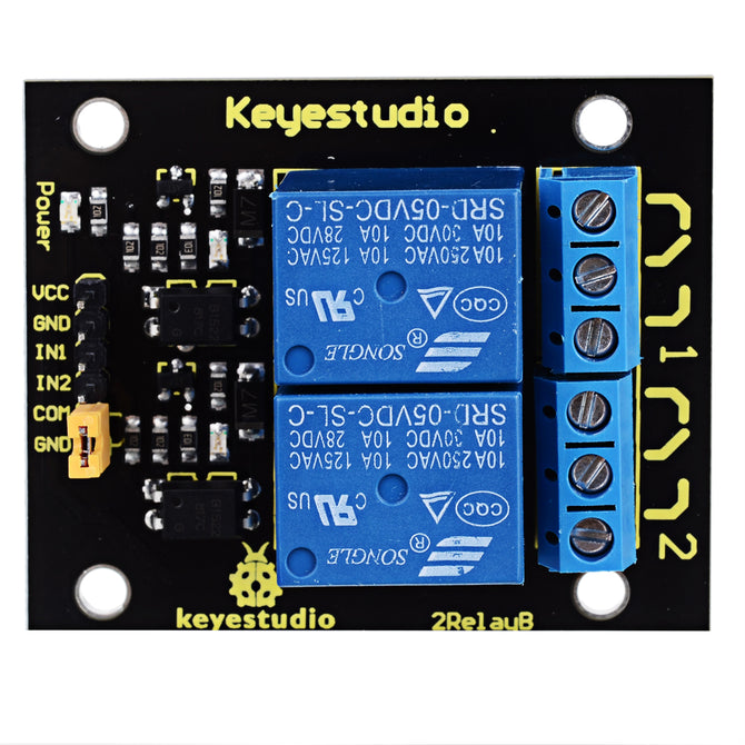 Keyestudio Dual Relay Module for Arduino - Black + Yellow
