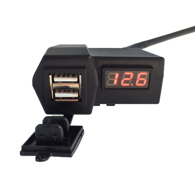 IZTOSS C5041R 2-in-1 DC 12~24V Motorcycle Dual USB Charger + Voltmeter