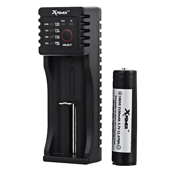 Xpower C1 Charger + 3100mAh Rechargeable 18650 Battery + Case