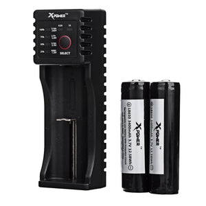 Xpower C1 Charger + 2 PCS 18650 3400mAh Battery + Battery Case - Black