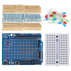 Mini Breadboard + Prototype Shield Kit w/ Resistor / LED for Arduino