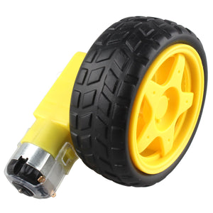 DC Drive Gear Motor + Tyre for Smart Car Robot - Black + Yellow