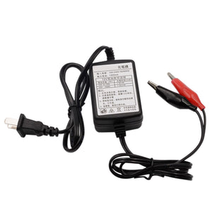 12V Rechargeable Battery Charger w/ LED Lamp Indicator - Black