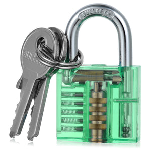 Mini Transparent Practice Padlock Lock Pick Locksmith Tools - Green