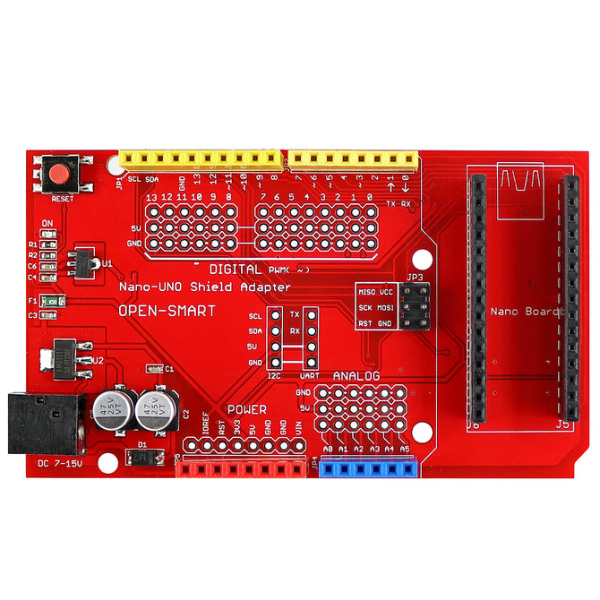 Nano to UNO Shield Adapter Board w/ Regulator / Fuse for Arduino Nano
