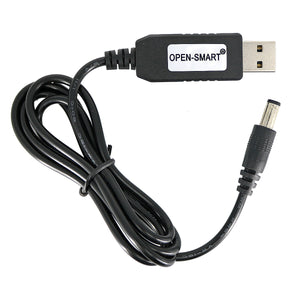 5V Type A Male USB to DC Jack 5.5mm Cable w/ Boost Converter Module