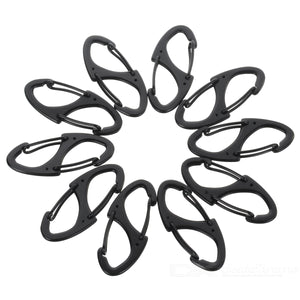 FURA Zinc Alloy Dual-Spring Carabiner Keychains - Black (10 PCS)