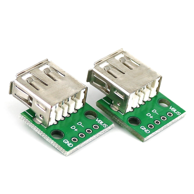 Type A Female USB to 2.54mm DIP Adapter Modules for Breadboard (2PCS)